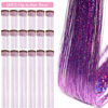 Picture of ZYXQZYX Hair Tinsel Kit Pack of 18 Pcs Hair Tinsel Clip in 19.6Inch Glitter Tinsel Hair Extensions Heat Resistant Clip in Hair Tinsel Sparkle Fairy Hair Accessories for Kids Girls Women (Purple)