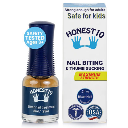 Picture of Honest10 Nail Biting Prevention for Kids & Adults - Break The Habit - Safe Bitter Nail Polish Formula, Lab Tested & Pediatric MD Approved - Thumb Guard, Easy Application, Made in USA (0.25 oz)