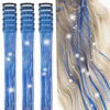 Picture of ZYXQZYX Hair Tinsel Kit Pack of 18 Pcs Hair Tinsel Clip in 19.6Inch Glitter Tinsel Hair Extensions Heat Resistant Clip in Hair Tinsel Sparkle Fairy Hair Accessories for Kids Girls Women (Blue)