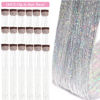 Picture of ZYXQZYX 19.6Inch Clip in Sparkle Fairy Hair Extensions Kit for Kids, Girls, Women - 18 Pcs Heat Resistant Hair Tinsel Clips (Silver)