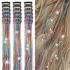 Picture of ZYXQZYX Hair Tinsel Kit Pack of 18 Pcs Hair Tinsel Clip in 19.6Inch Glitter Tinsel Hair Extensions Heat Resistant Clip in Hair Tinsel Sparkle Fairy Hair Accessories for Kids Girls Women (Rainbow)