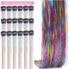 Picture of ZYXQZYX Hair Tinsel Kit Pack of 18 Pcs Hair Tinsel Clip in 19.6Inch Glitter Tinsel Hair Extensions Heat Resistant Clip in Hair Tinsel Sparkle Fairy Hair Accessories for Kids Girls Women (Rainbow)