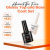 Picture of modelones Hema-Free Gel Base and Top Coat Set, 2 Pcs Clear Glossy Gel Top Base Coat No Wipe Long Lasting for Gel Polish, Acrylic Nails Soak Off Nail Lamp Nail Art Home Salon Manicure