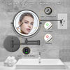 Picture of Rocollos Rechargeable Wall Mounted Lighted Makeup Mirror, 8 Inch Double-Sided LED Vanity Mirror 1X/10X Magnification,3 Color Lights Touch Screen Dimmable 360°Swivel 13 Inch Extendable