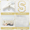 Picture of Y1tvei STUFF Clear Makeup Bag - Preppy Patch White Chenille Varsity Letter Transparent PVC Large Cosmetic Pouch Portable Waterproof Travel Organizer Toiletry Compliant Carry On Bag for Women(White)