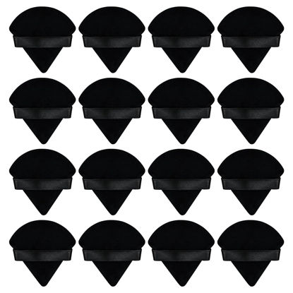 Picture of Flytianmy 16Pcs Triangle Powder Puffs, Face Makeup Puff for Body Loose Powder Beauty Makeup Tool Black