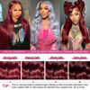 Picture of Lukymart 28 Inch 99J Burgundy Lace Front Wigs Human Hair 13x6 HD Transparent Body Wave Lace Front Wigs Human Hair Pre Plucked 99j Burgundy Red Wine Glueless Human Hair Wigs for Women
