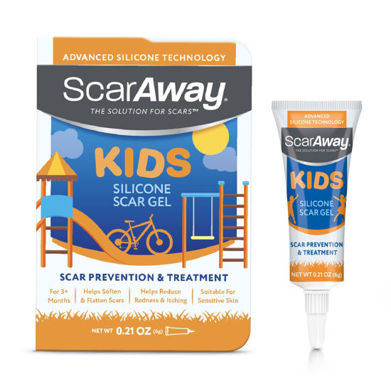 Picture of ScarAway Kids Silicone Scar Gel, 100% Medical-Grade, Helps Improve Size, Color & Texture of Hypertrophic & Keloid Scars on Face & Body from Injury, Burns & Surgery, Water Resistant, Clear, 6g