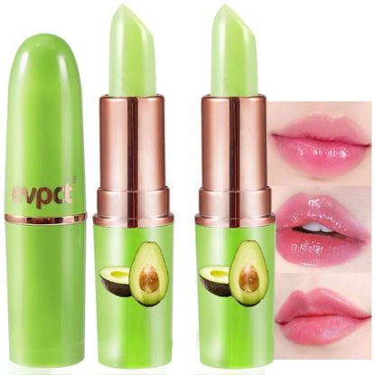 Picture of evpct 2Pcs Avocado Tinted Lip Balms PH Lip Color Changing Lipstick Balm Stain Gift Set Queen for Women Girls Korean Mood Long Lasting Color Change Light Pink Lipstick Lip Tint Plumper Gloss 10#