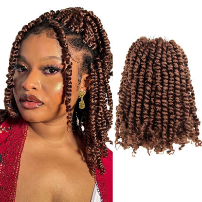 Picture of The BOHOBABE Crochet Passion Twist Hair Pretwisted 10 Inch Short Pre-looped Passion Twist Crochet Braiding Hair 8 Packs (30#)