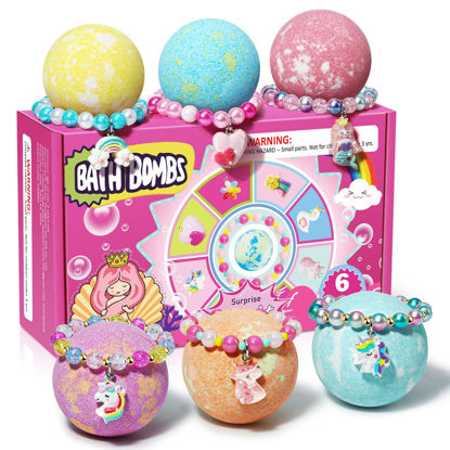 Picture of Valentines Day Gifts for Kids Girls:Unicorn Bath Bombs for Kids with Bracelet Inside, Bubble Bath Toys for Girls Age 4-6, Birthday Classroom Exchange Gifts for 3/4/5/6/7/8 Year Old Girl Toys