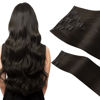 Picture of HOTBANANA Clip in Hair Extensions Real Human Hair, 140g 9pcs 24 inch Dark Brown Clip in Human Hair Extensions Straight Remy Hair Extensions Full Head