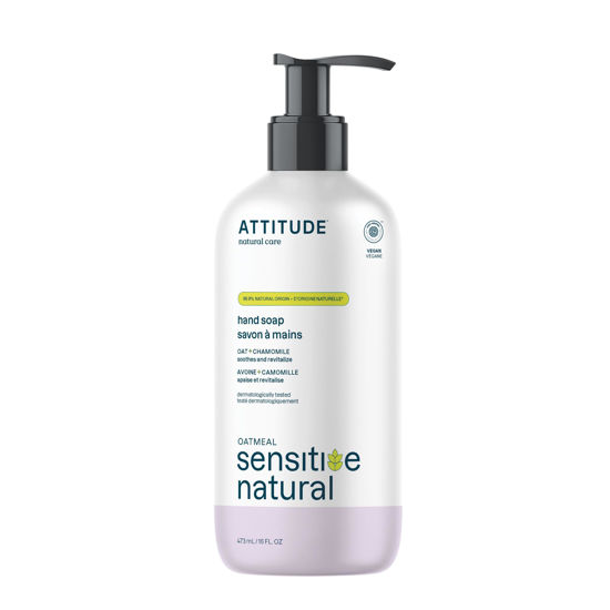 Picture of ATTITUDE Hand Soap for Sensitive Skin with Oat and Chamomile, EWG Verified, Dermatologically Tested, Vegan, 16 Fl Oz