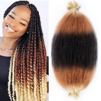 Picture of 8 Packs Springy Afro Twist Hair 16 inch Pre-Separated Marley Twist Braiding Hair Soft Synthetic Crochet for Distressed Faux Locs Spring Twist Hair Extensions for Women… (16 Inch (Pack of 8), 1B27613#)