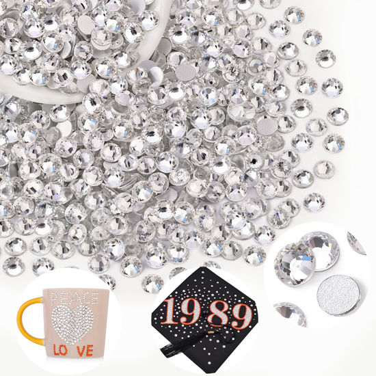 Picture of 400PCS SS34/7mm Crystal Rhinestones (Clear), Bedazzling Flatback Glass Rhinestones for Crafting DIY Nail Art Makeup Decoration, Gems Diomand Charms for Tumbler Shoes Clothing Mug