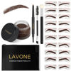 Picture of LAVONE Eyebrow Stamp Stencil Kit, Brow Stamp Trio Kit with Waterproof Eyebrow Pencil, Pomade, 20 Eyebrow Stencils, Dual-ended Eyebrow Brush and Sponge Applicator - Espresso
