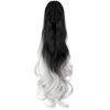 Picture of FELENDY Ponytail Extension Claw 18" 20" Curly Wavy Straight Clip in Hairpiece One Piece A Jaw Long Pony Tails for Women (Black To Silver Grey,Curly)