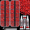 Picture of 12100Pcs Red Rhinestones for Crafting with 3Pcs 10ml B7000 Jewelry Glue, 2 Boxes Flatback Crystals Diomand for Bedazzling Crafts DIY Nail Art Makeup，Resin Gems for Clothing Shoes