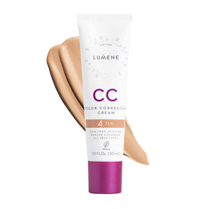 Picture of Lumene Color Correcting CC Cream - Lightweight Foundation - Medium Coverage - Redness Reducing Face Makeup for a Glowing Complexion - Vegan Formula + Suitable for All Skin Types - Tan (1 fl oz)
