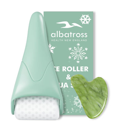 Picture of Albatross Health Ice Roller & Gua Sha Set, Self Facial Massage Tools-White Green