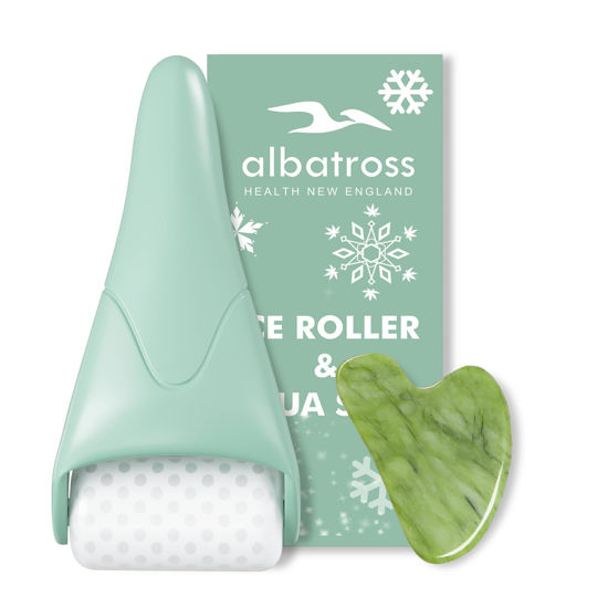 Picture of Albatross Health Ice Roller & Gua Sha Set, Self Facial Massage Tools-White Green
