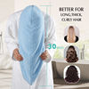 Picture of YFONG 3 Pack Large Microfiber Hair Towel Wrap, 30" x 10" Thicker Anti Frizz Quick Dry Hair Towels for Women Long, Curly, Thick Hair, Super Absorbent Hair Turban for Wet Hair (Grey, Pink, Blue)