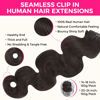 Picture of Lashey Seamless Clip in Hair Extensions Human Hair 130g 9pcs 16 Inch Body Wave #2 Dark Brown Clip in Hair Extensions for Women PU Weft Hair Extensions
