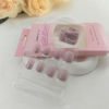 Picture of Press on Nails Short Square White French Tip Fake Nails Press ons with Glitter Leaves Designs Acrylic Nails Glossy Glue on Nails Light Purple Full Cover Stick on Nails for Women 24 Pcs