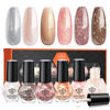 Picture of Modelones Nail Polish Set 6 Colors Gold Glitter Mini Nail Polish Set Winter Shimmer Pearl Pink Nude Silver Quick Dry Nail Polish Kit Manicure DIY Nails Art Salon Home Gift For Women Girl