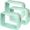 Picture of PACKISM TSA Approved Toiletry Bag - Amazing Color-Edged Clear Makeup Bag, 3 Pack in Spacious Space, Reusable Clear Toiletry Bags with Great Value, Green