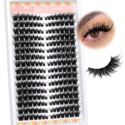 Picture of Fluffy Lash Clusters Wispy D Curl Eyelash Clusters 7-19MM Cluster Eyelash Extensions 224Pcs Cat Eye Individual Lashes Clusters Soft Luxury DIY Lash Extension Clusters at Home by Pleell