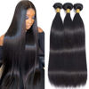 Picture of 10A Straight Hair Bundles Brazilian Virgin Human Hair Bundles Straight 16 18 20 Inch 100% Unprocessed Virgin Hair Straight Weave Bundles Human Hair 3 Bundles Deals