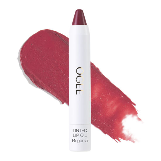 Picture of Ogee Tinted Sculpted Lip Oil - Lip Stain Made with 100% Organic Coconut Oil, Jojoba Oil, and Vitamin E - Best as Lip Balm, Lip Color or Lip Treatment - BEGONIA