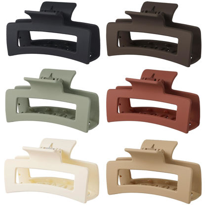 Picture of Sisiaipu Hair Clip, 3.5 Inch Medium Hair Claw Clips 6 Pack for Women - Brown Hair Accessories
