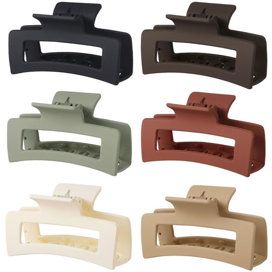 Picture of Sisiaipu Hair Clip, 3.5 Inch Medium Hair Claw Clips 6 Pack for Women - Brown Hair Accessories