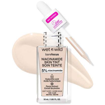 Picture of wet n wild Bare Focus Skin Tint, 5% Niacinamide Enriched, Buildable Sheer Lightweight Coverage, Natural Radiant Finish, Hyaluronic & Vitamin Hydration Boost, Cruelty-Free & Vegan - Soft Ivory
