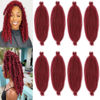 Picture of 12 Inch Short Soft Springy Afro Twist Hair 8 Packs Wine Red Spring Twist For Distressed Soft Faux Locs Synthetic Crochet Braiding Hair Marley Twist Hair Extension For Women(8 Strands/Pack,BUG#)