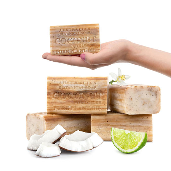 Picture of Australian Botanical Soap, Coconut with Lime Oil 6.6 oz. (187 g) Soap Bars | Natural Soap Base | All Skin Types| Women & Men | Shea Butter Enriched Bar Soap - Pack of 4