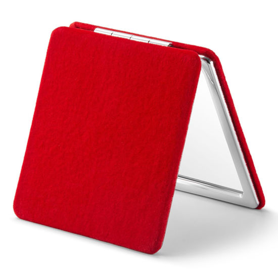 Picture of OMIRO Compact Mirror, 1X/3X Magnifying Mirror with Velvet Cover, Pocket Ultra Portable for Purses and Travel(Christmas Red)