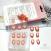 Picture of 24Pcs Valentines Nails Press on Nails Short Square Valentines Fake Nails with White Heart Design Valentines Heart Nails Stick on Nails Valentines Day Nails False Nails for Women and Girls DIY Manicure