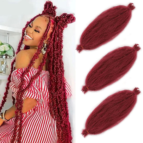 Picture of 3 Packs Pre Separated Springy Afro Twist Hair 24 Inch Pre Fluffed Spring Twist Hair For Locs Afro Twist Hair Natural Red Marley Twist Crochet Braiding Hair Extensions For Women (24 Inch 3Pcs，BUG#)