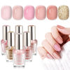 Picture of SAVILAND Quick Dry Nail Polish: 6Pcs Hot Sheer Color Nail Polish Set Neutral Solid Color Pink Nudes Glitter Nail Polish Kit Castor Oil Non Gel X Nail Polish Finger Toe Nail Art Home DIY Gift Set
