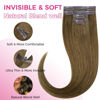 Picture of Lashey Seamless Clip in Hair Extensions Human Hair, 4pcs 48g Medium Brown 20 Inch, Straihgt Hair Extensions Real Human Hair with PU Soft Invisi Edge