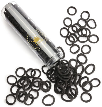 Picture of JIRIS 100 pcs No Break Hair Ties fitting Kit, and limited-time Starter Kit | Gentle for any hair type with no slipping or snagging Color mixing(Black)