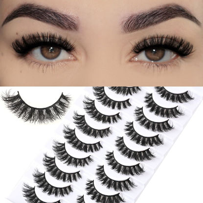 Picture of FARRED Natural Lashes Short False Eyelashes Wispy Mink Eye Lash Fluffy Wispies Eyelash Natural Look 10 Pairs Fake Lashes Pack Volume Lash Strips Pestañas