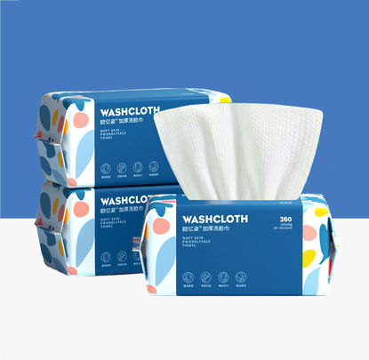 Picture of 300 Count Disposable Face Towel,Thickening Ultra Soft Washcloths,Facial Cotton Tissue,Lint-free cotton dry wipes Multi-Purpose for Skin Care,Make-up Wipes,Face Wipes and Facial Cleansing