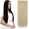 Picture of REECHO 24" Straight Long 4 PCS Set Thick Clip in on Hair Extensions - Light Blonde