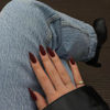 Picture of More Burgundy Press on Nails Medium Almond Fake Nails Press on Acrylic Nails Set,KQueenest Dark Red Stiletto Nails Glue on Nails Medium Length Gel False Nails Short Almond Nails UV Coating in 24PCS