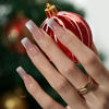 Picture of BTArtboxnails XCOATTIPS Press on Nails - Cat Eye Christmas Press on Nails, French Tip Nails Long Square Nail Tips, Soft Gel Nails False Nail, Soak Off Acrylic Fake Nails Extensions