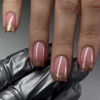 Picture of Square Press on Nails Gold Glitter Ombre Acrylic Nails Medium Pink Fake Nails Glossy Gradation Stick on Nails Glitter Full Cover Glue on Nails for Women Girls Manicure 24Pcs